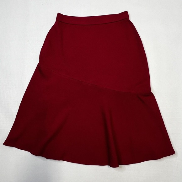 St. John Eve Collection Womens Red Skirt Ruffled Bottom Sz US 4 Santana Knit - Picture 7 of 10
